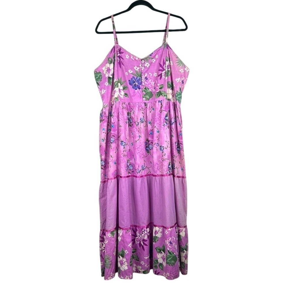 Cottagecore Lavender Floral Romantic Summer Spring Spaghetti Strap Maxi Dress 2X